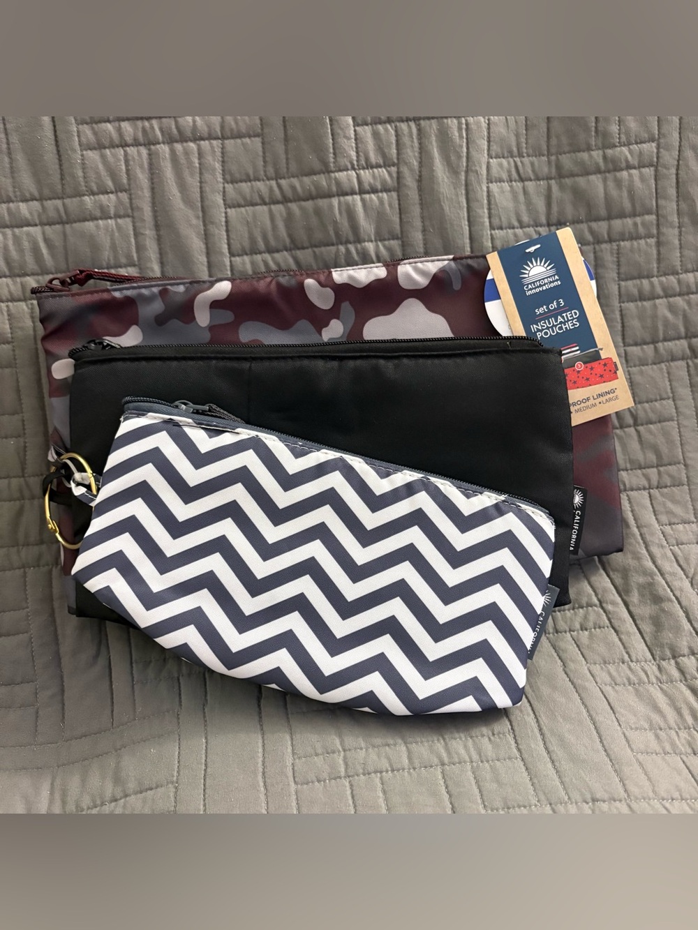 California Innovations Insulated Pouch Camo Set of 3 Leakproof Lunch Snack Bags